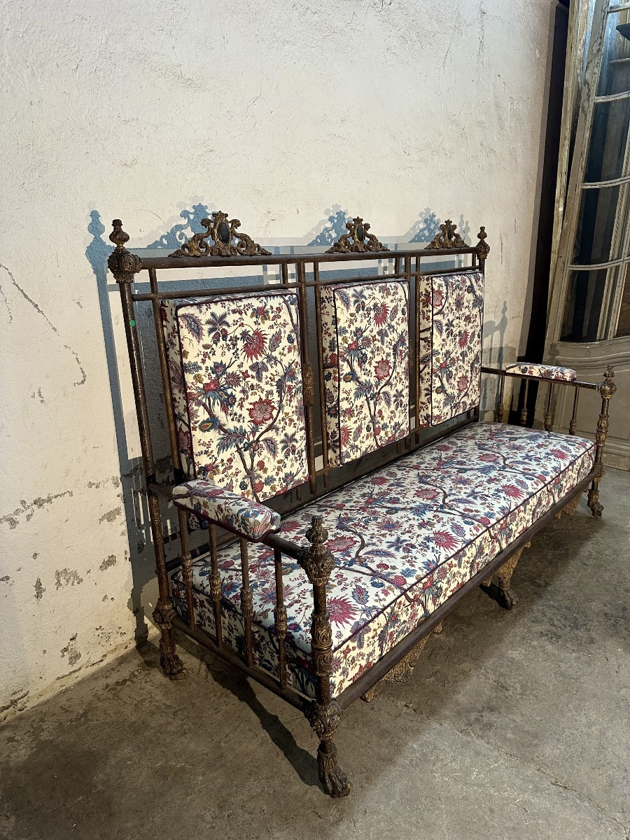 Cast Iron 19th Winter Garden Settee-photo-1