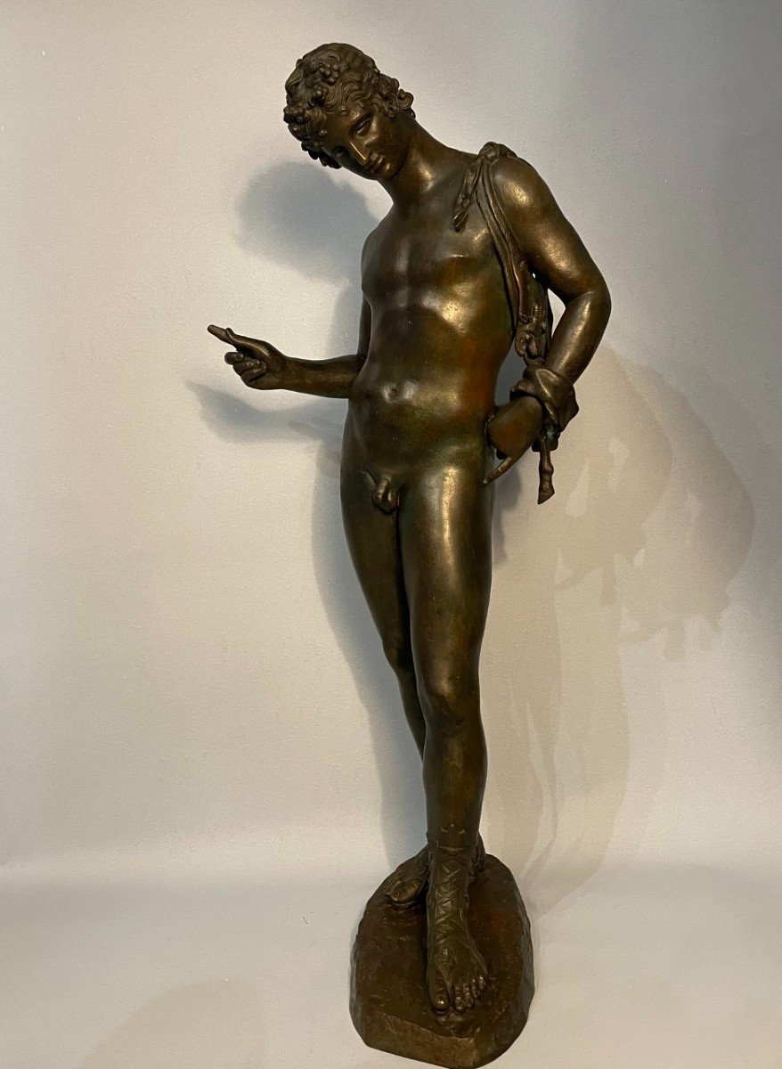 Narcisse de Pompéi, sculpture en bronze du "Grand Tour" XIXème.-photo-2