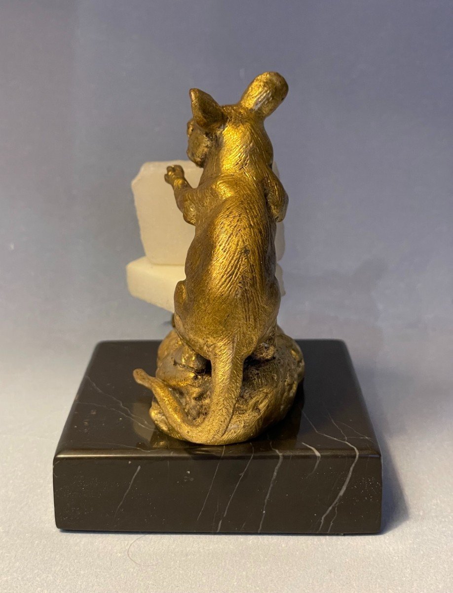 Sugar Mouse. Gilt Bronze Sculpture Signed C. Bailly-photo-4