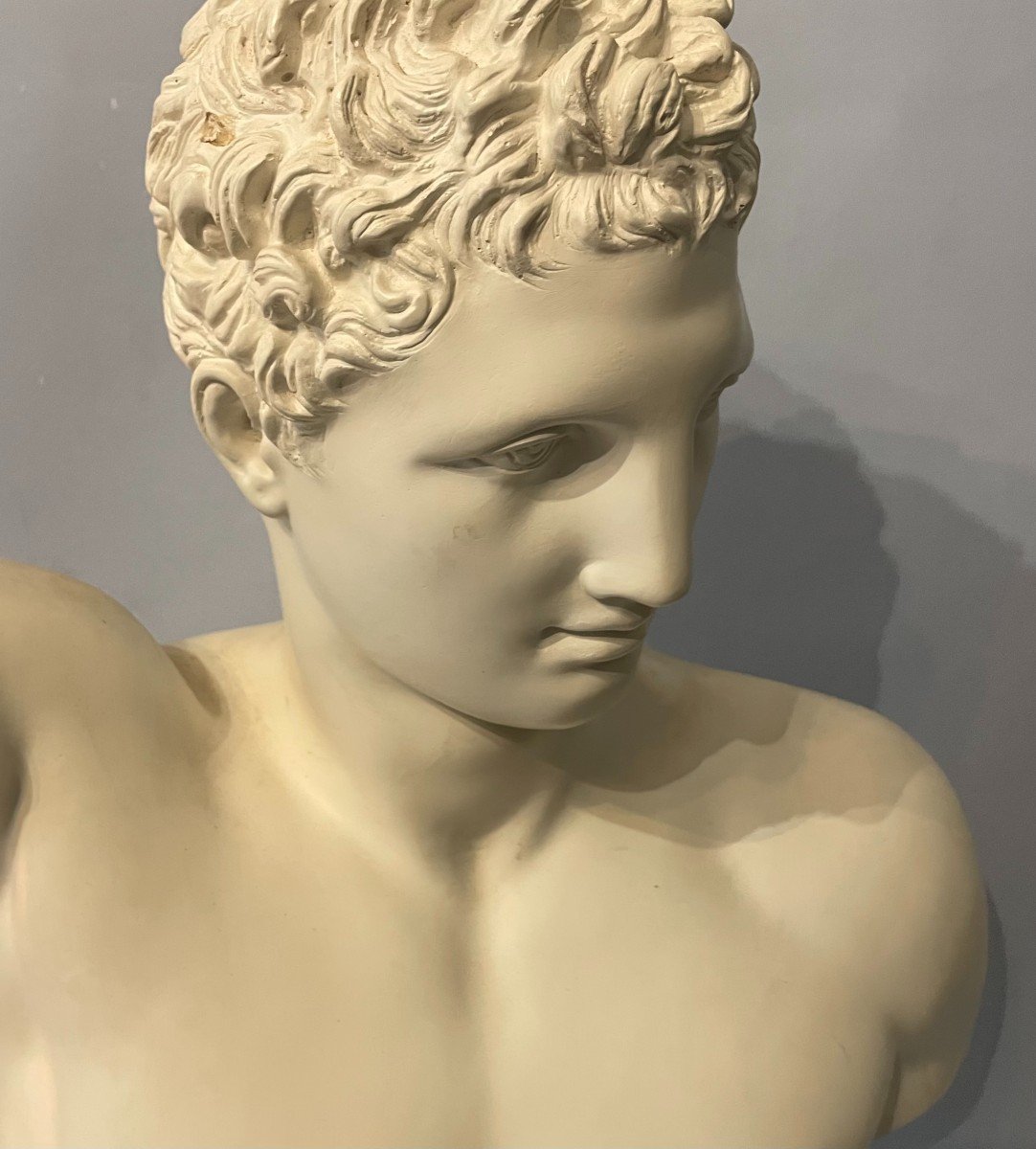 Bust "hermes Of Praxiteles" In Plaster (mercury Or Hermes) - H 54-photo-6