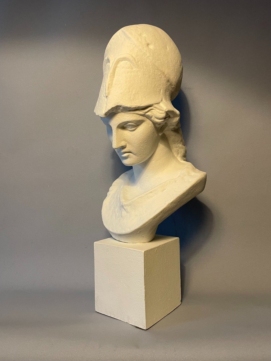 Bust Of Athena In Plaster Called "pallas De Velletri" H 55cm (minerva)-photo-2