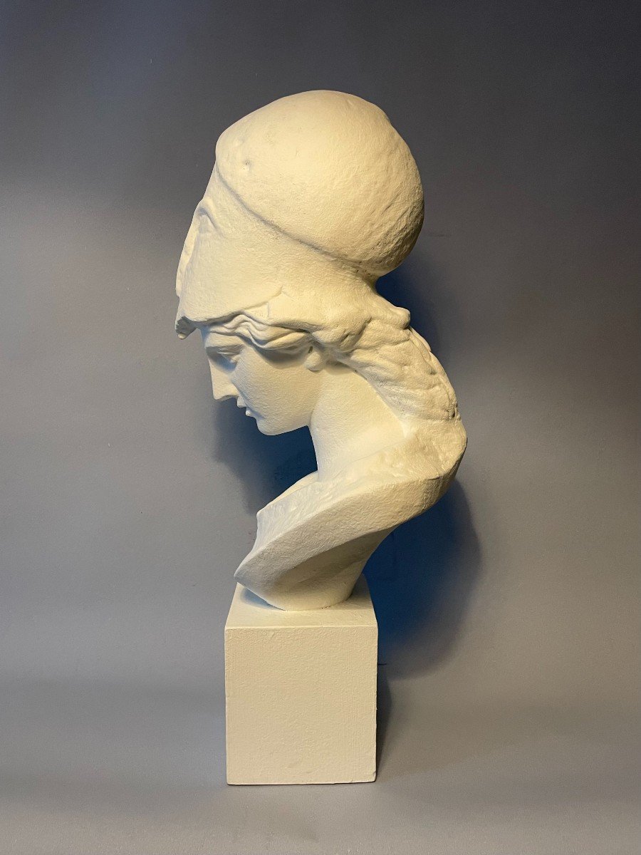 Bust Of Athena In Plaster Called "pallas De Velletri" H 55cm (minerva)-photo-3