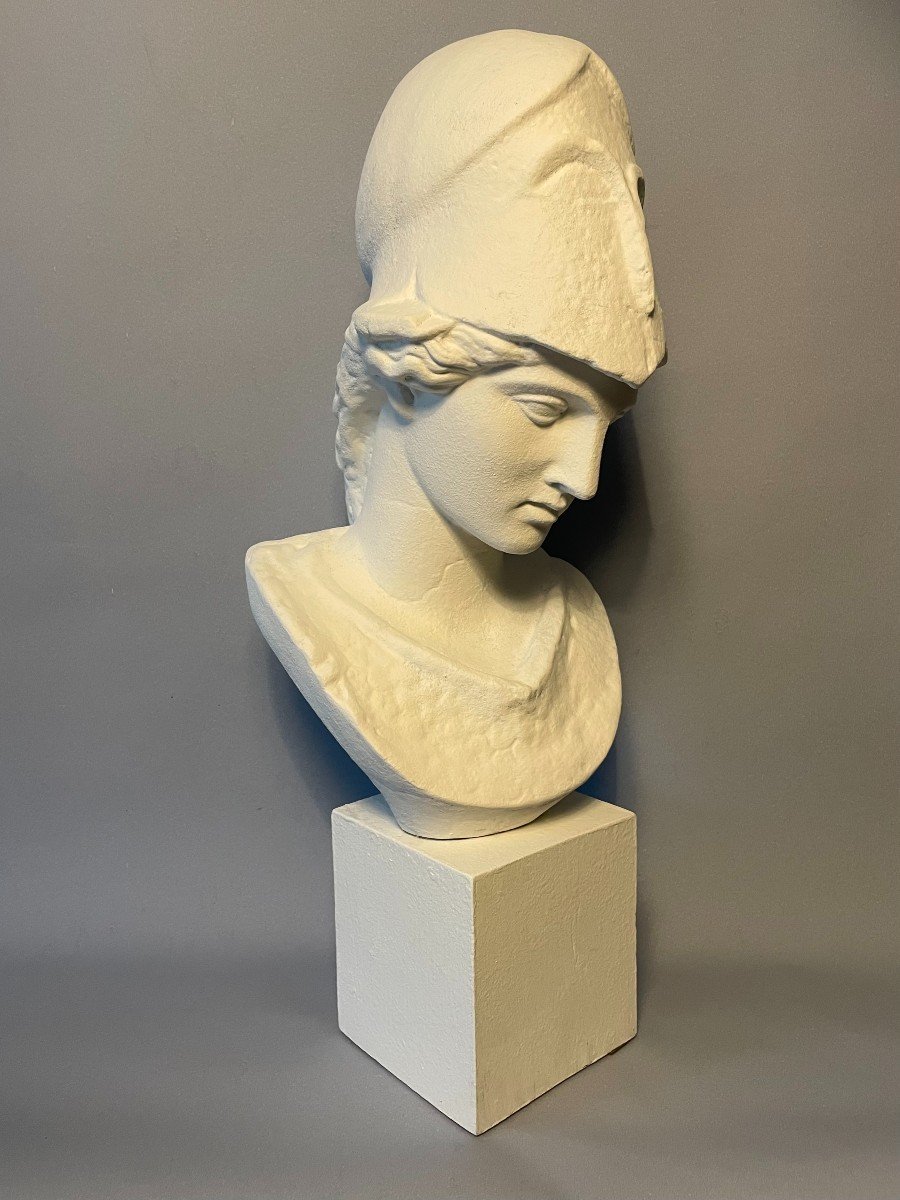 Bust Of Athena In Plaster Called "pallas De Velletri" H 55cm (minerva)-photo-2