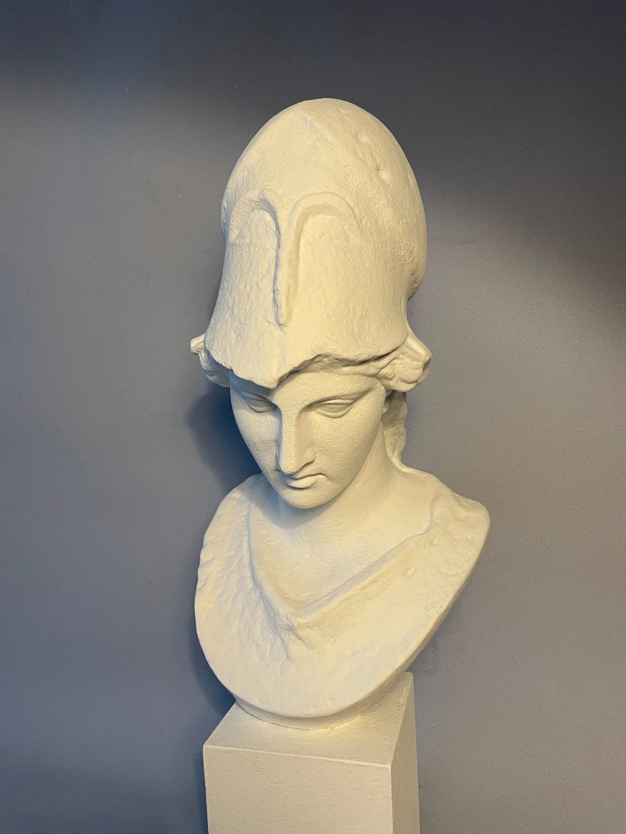 Bust Of Athena In Plaster Called "pallas De Velletri" H 55cm (minerva)-photo-4