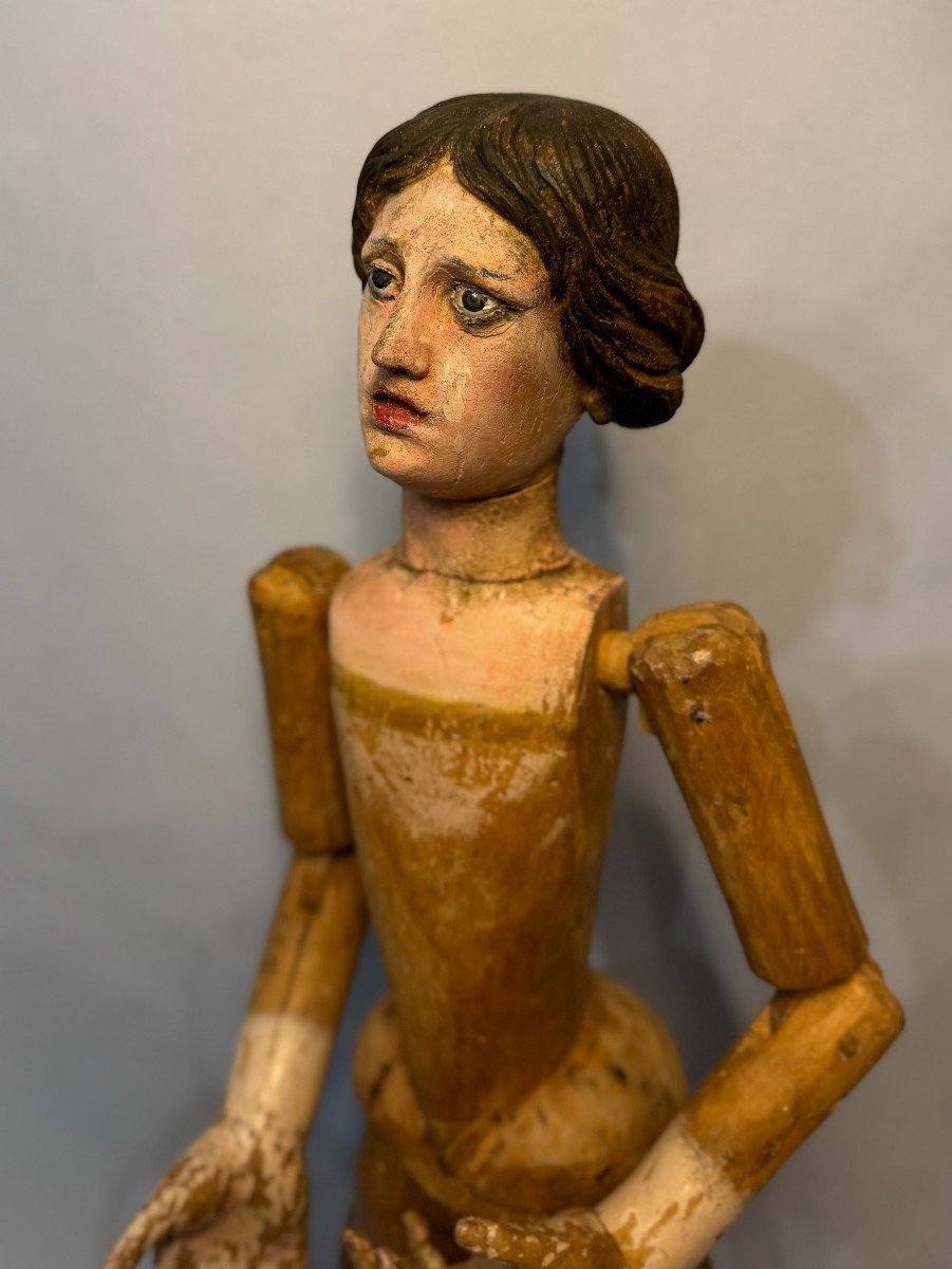 Mannequin de procession, "Capipote napolitaine" bois sculpté Italie 18ème-photo-4