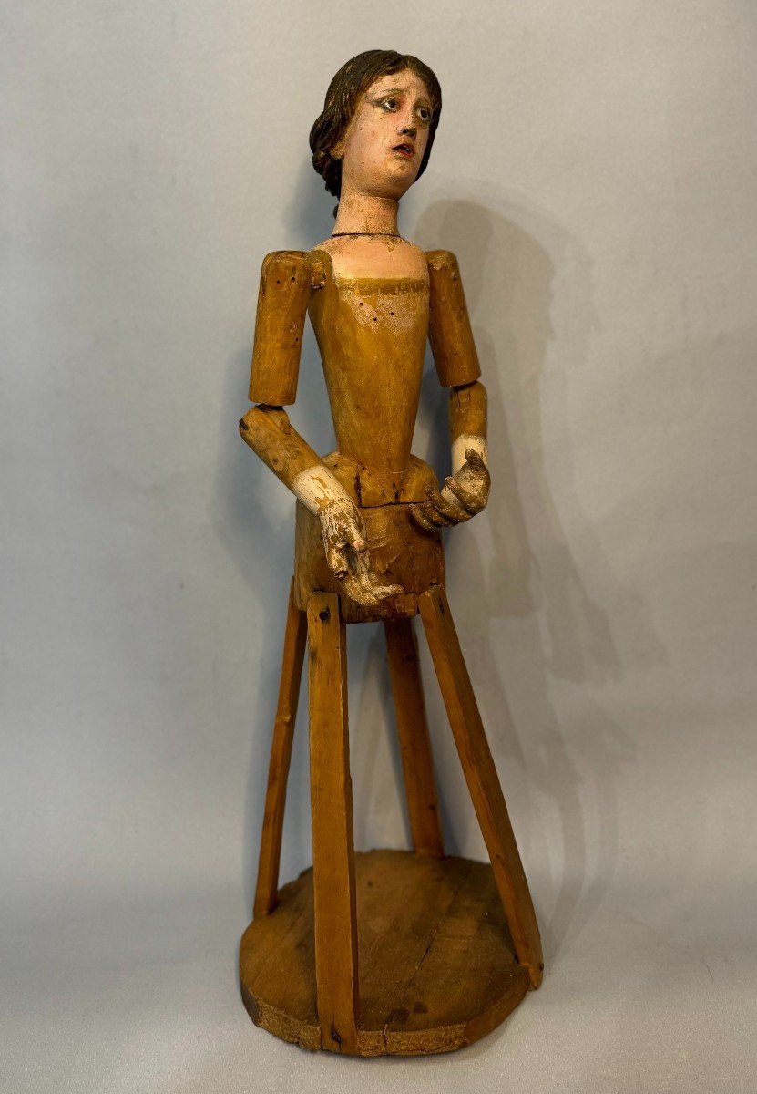 Mannequin de procession, "Capipote napolitaine" bois sculpté Italie 18ème-photo-1