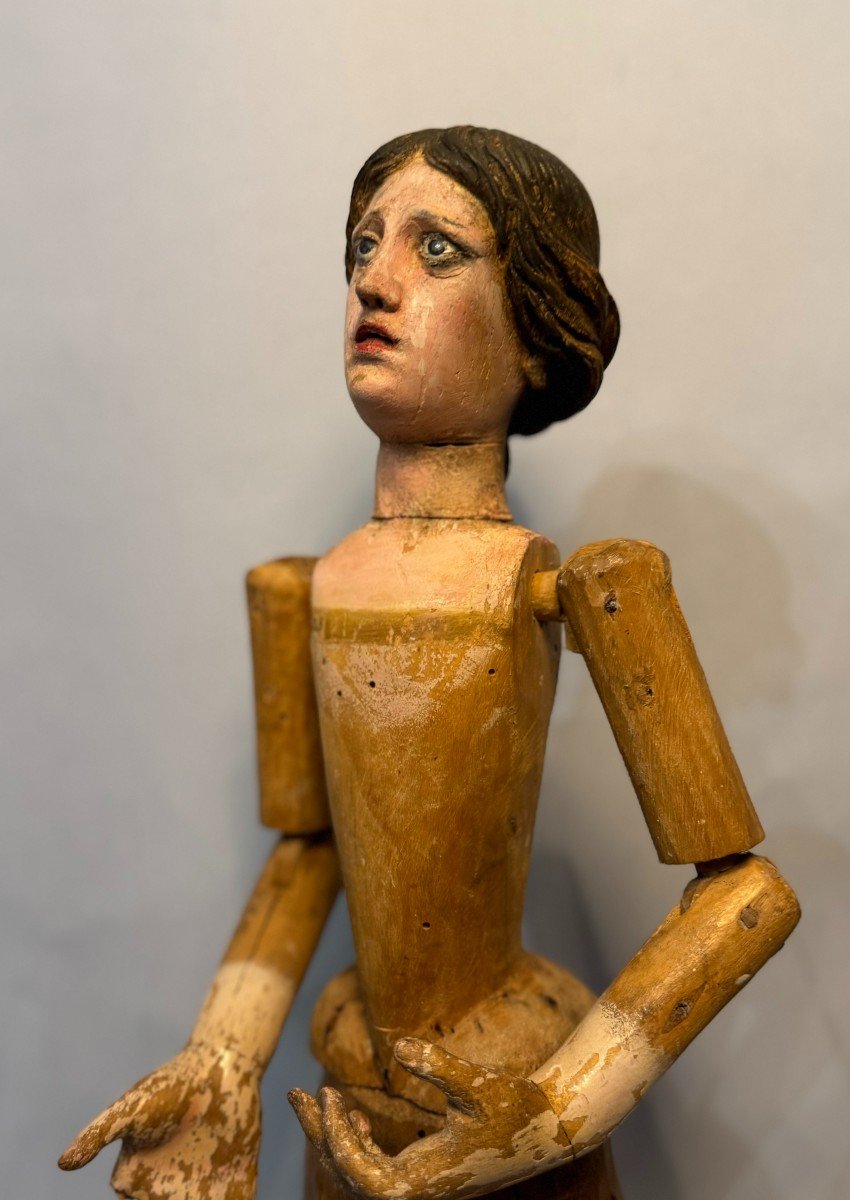 Mannequin de procession, "Capipote napolitaine" bois sculpté Italie 18ème-photo-5