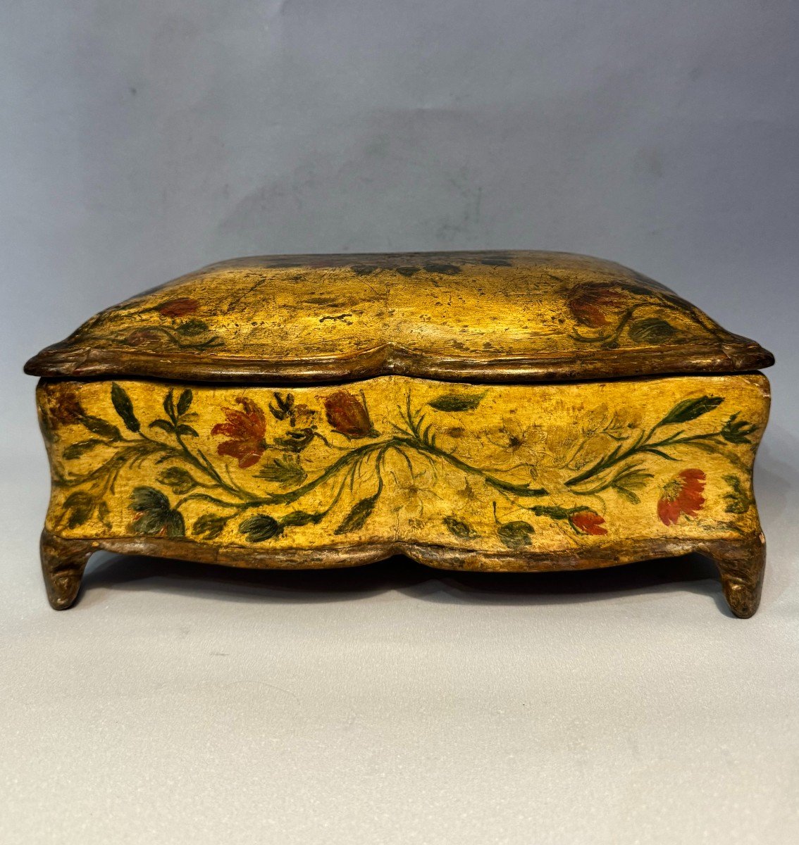 Box Or Wig Box Painted Wood “arte Povera” Louis XV-photo-2