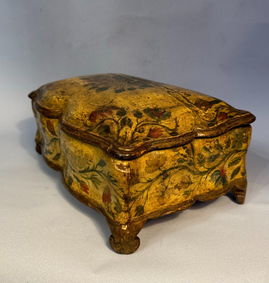 Box Or Wig Box Painted Wood “arte Povera” Louis XV-photo-1