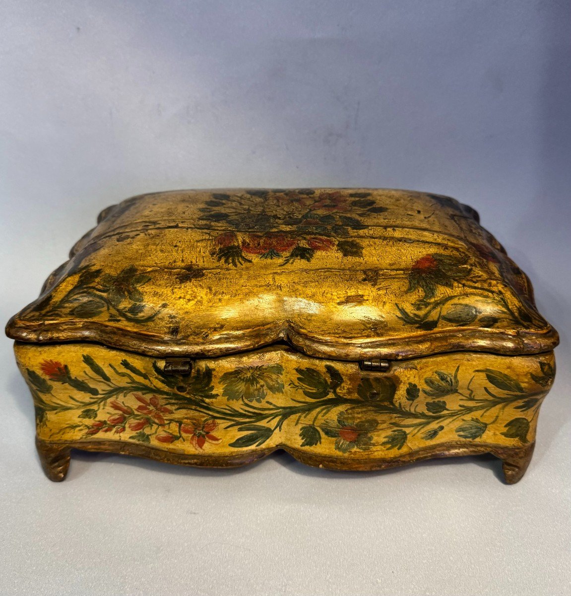 Box Or Wig Box Painted Wood “arte Povera” Louis XV-photo-5