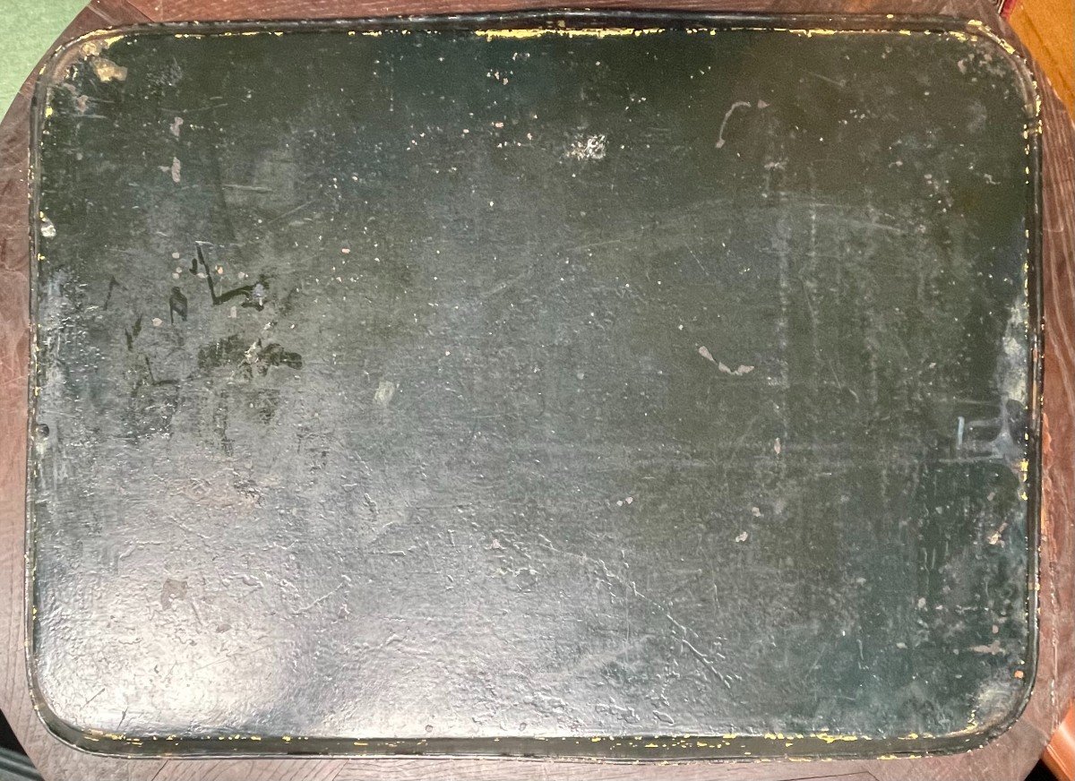 Painted Sheet Metal Tray “antique Landscape” Decor-photo-2