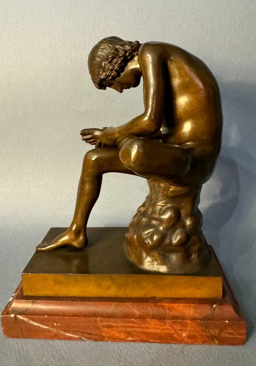 Sculpture bronze "Le tireur d’épine ou Spinario" Thiebault XIXème siècle-photo-1
