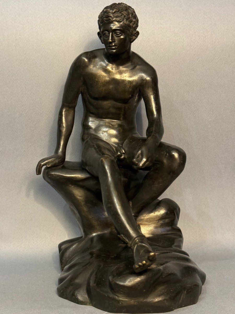 Bronze Sculpture ''hermes Seated'' Or ''mercury At Rest'' (grand Tour)-photo-4