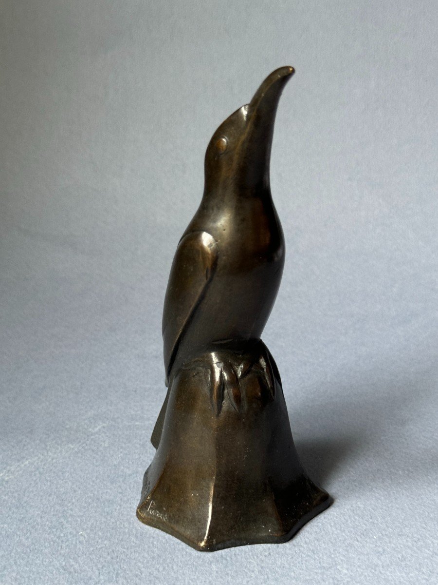Bronze ArtDeco "Oiseau bleu N°1 Tête levée'' Édouard-Marcel SANDOZ (Susse Frères)-photo-2