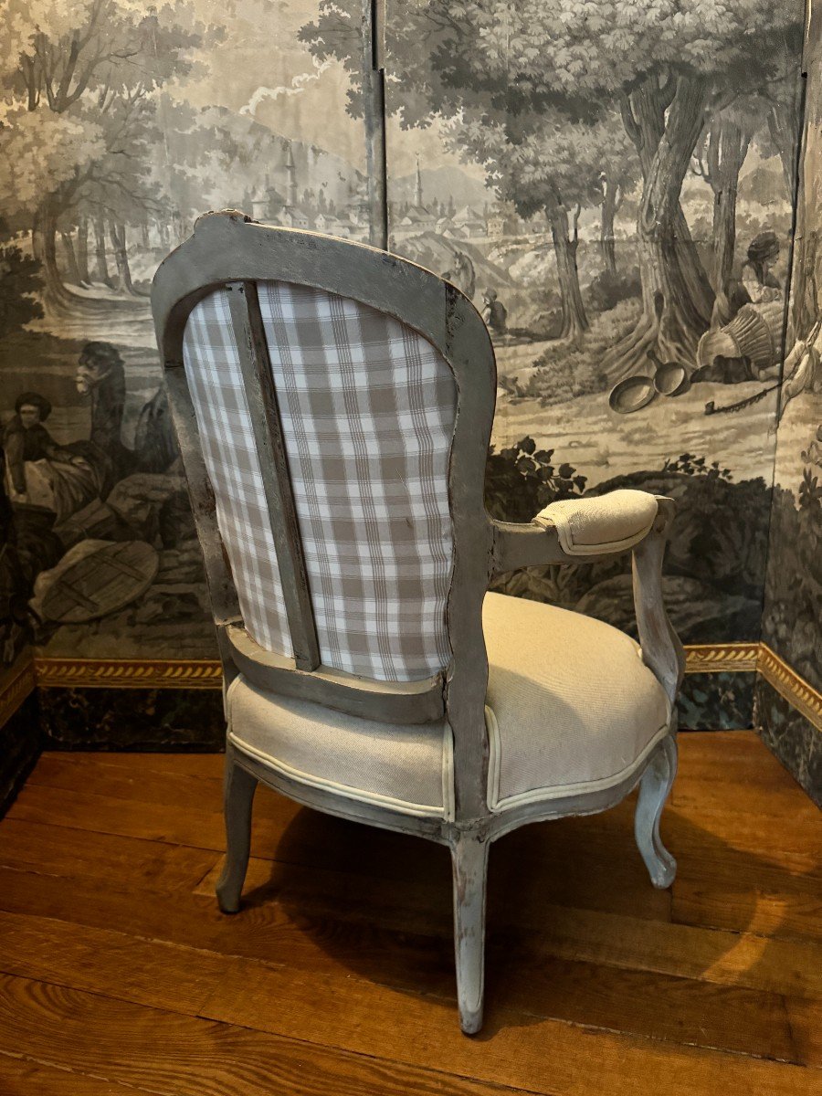 Louis XV Painted Wooden Children's Armchair From The 19th Century-photo-3