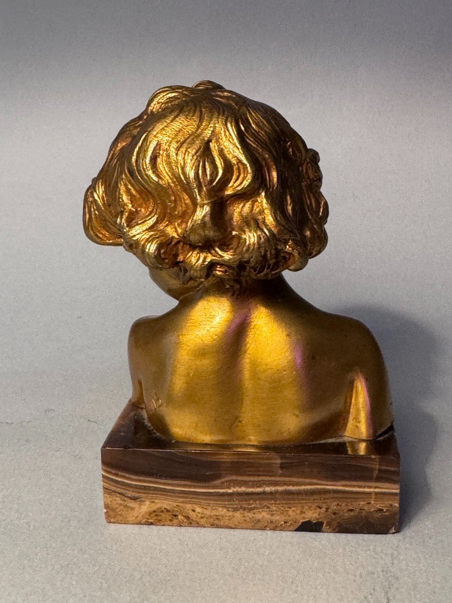 J.-M. CAMUS. Sculpture en Bronze doré, buste d’enfant-photo-3