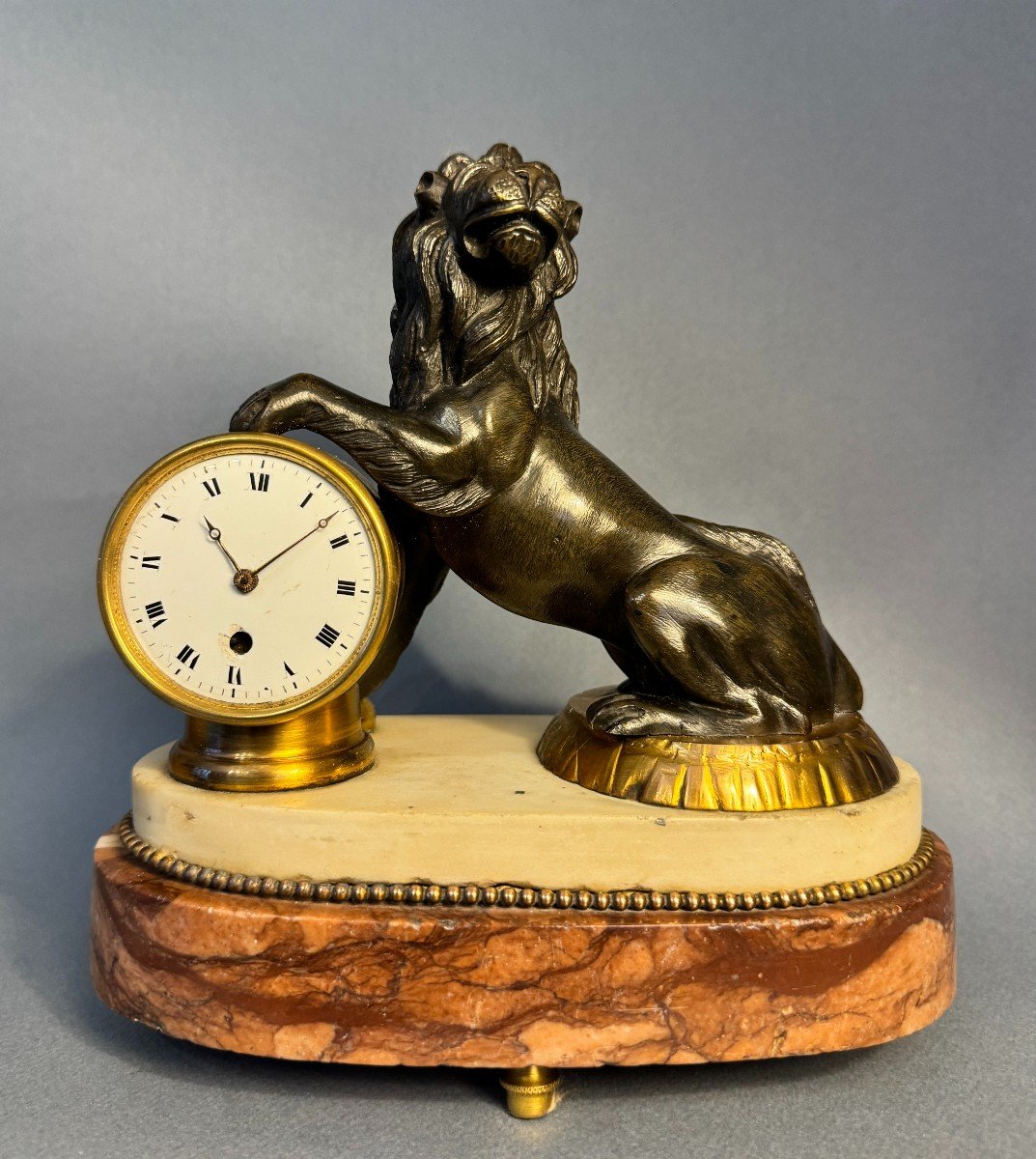 Medici Lion Clock, Neoclassical Period, Late 18th Century.-photo-3