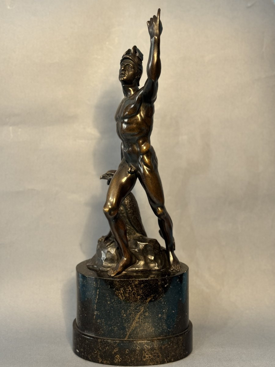 Art Deco Bronze Sculpture - Mercury Or Hermes - H 41 -photo-2