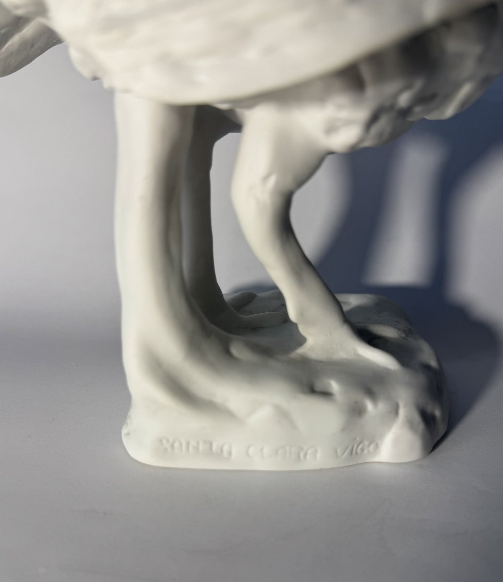 Pair Of Porcelain Biscuit Turkeys - Mariano Benlliure - Santa Clara De Vigo -photo-3
