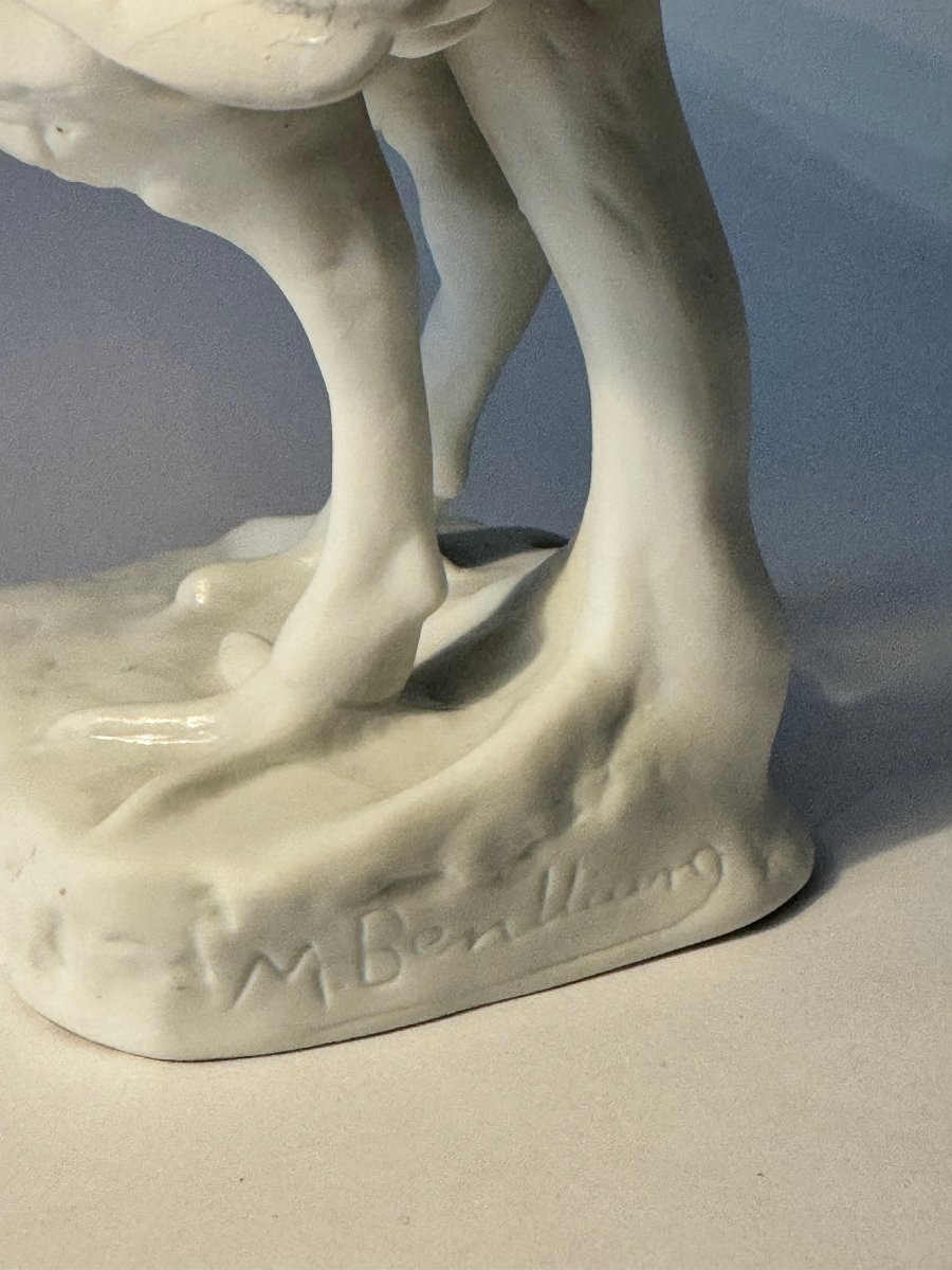 Pair Of Porcelain Biscuit Turkeys - Mariano Benlliure - Santa Clara De Vigo -photo-4