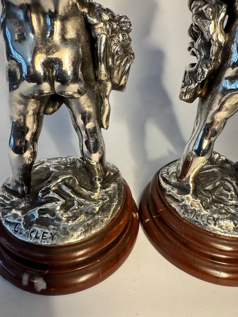 Comedy And Tragedy - Louis Kley - 2 Children In Silver-plated Bronze - Putti-photo-2