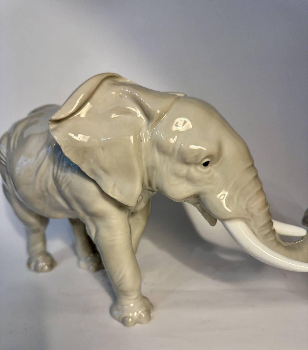 Éléphant en porcelaine de Saxe - Karl Ens – Grand modèle-photo-3