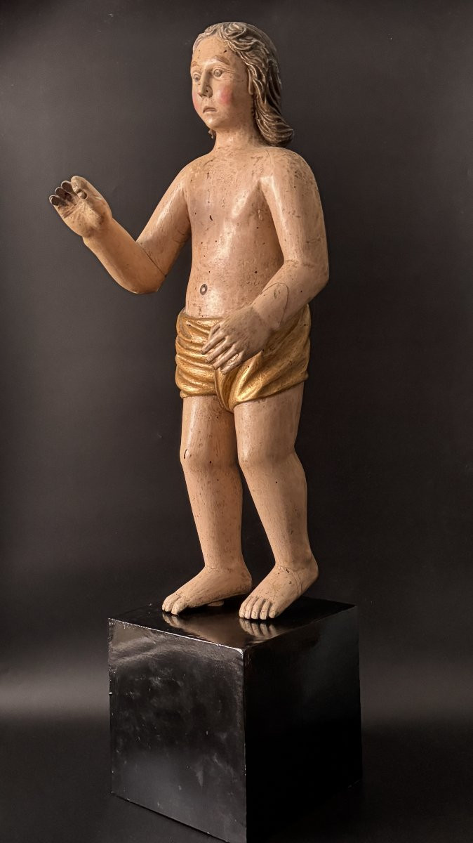 Character Or Angel In Polychrome Carved Wood France 17th Century H72-photo-4