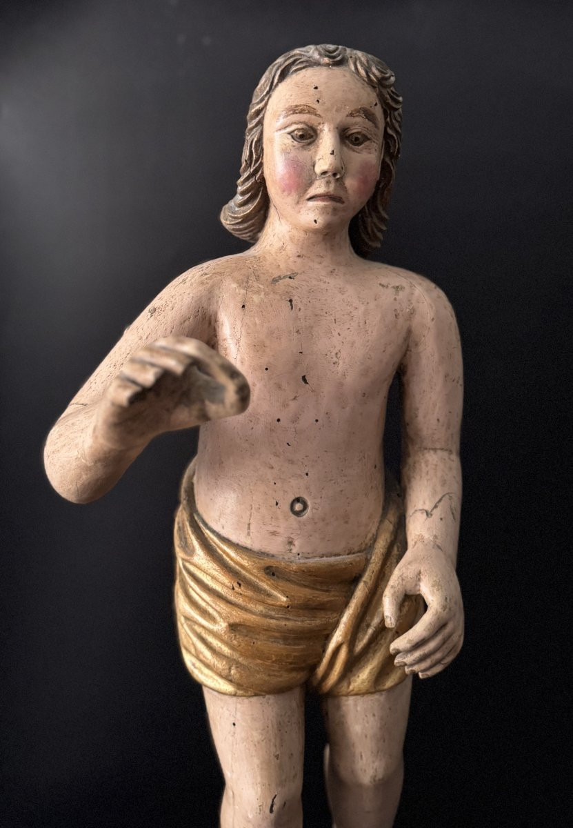 Character Or Angel In Polychrome Carved Wood France 17th Century H72-photo-6