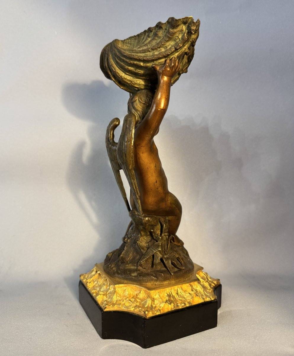 Sculpture en bronze - Ange à la coquille – XIXème siècle-photo-1
