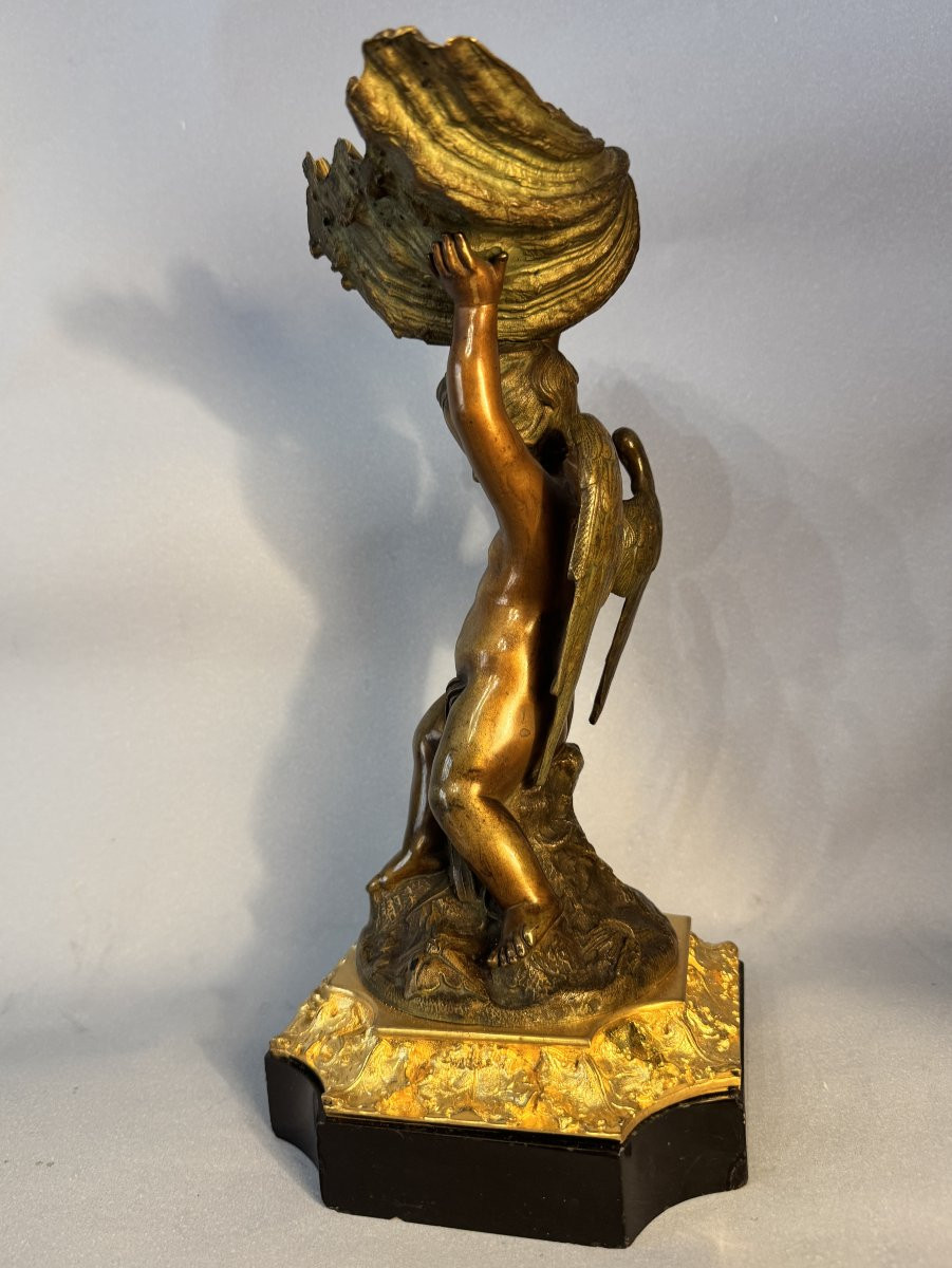 Sculpture en bronze - Ange à la coquille – XIXème siècle-photo-4