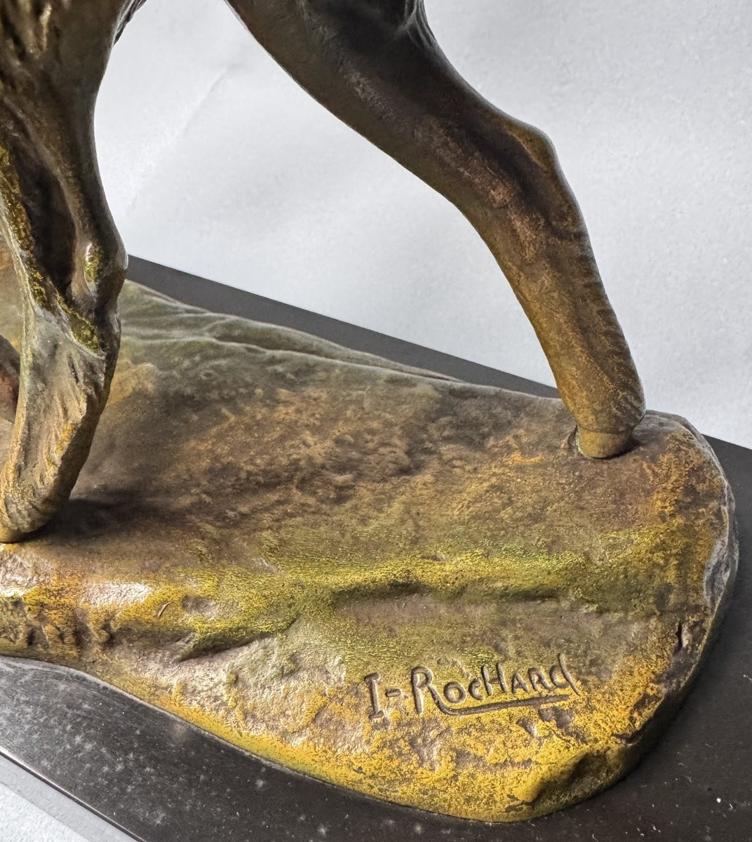 Sculpture Bronze "Combat de Chevreaux" Irénée ROCHARD Art Deco-photo-4