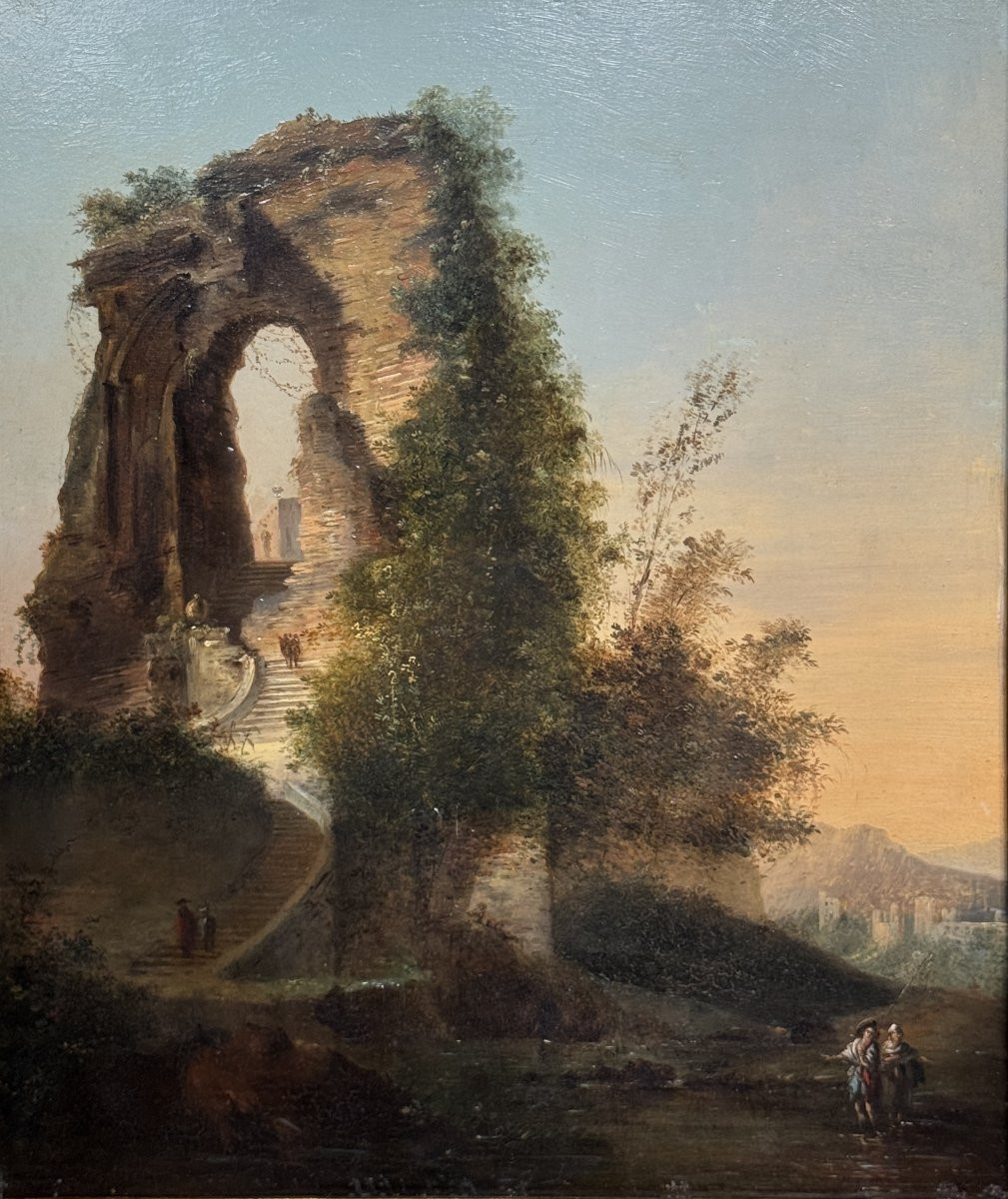Caprice architectural aux ruines antiques - Italie 18eme-photo-2