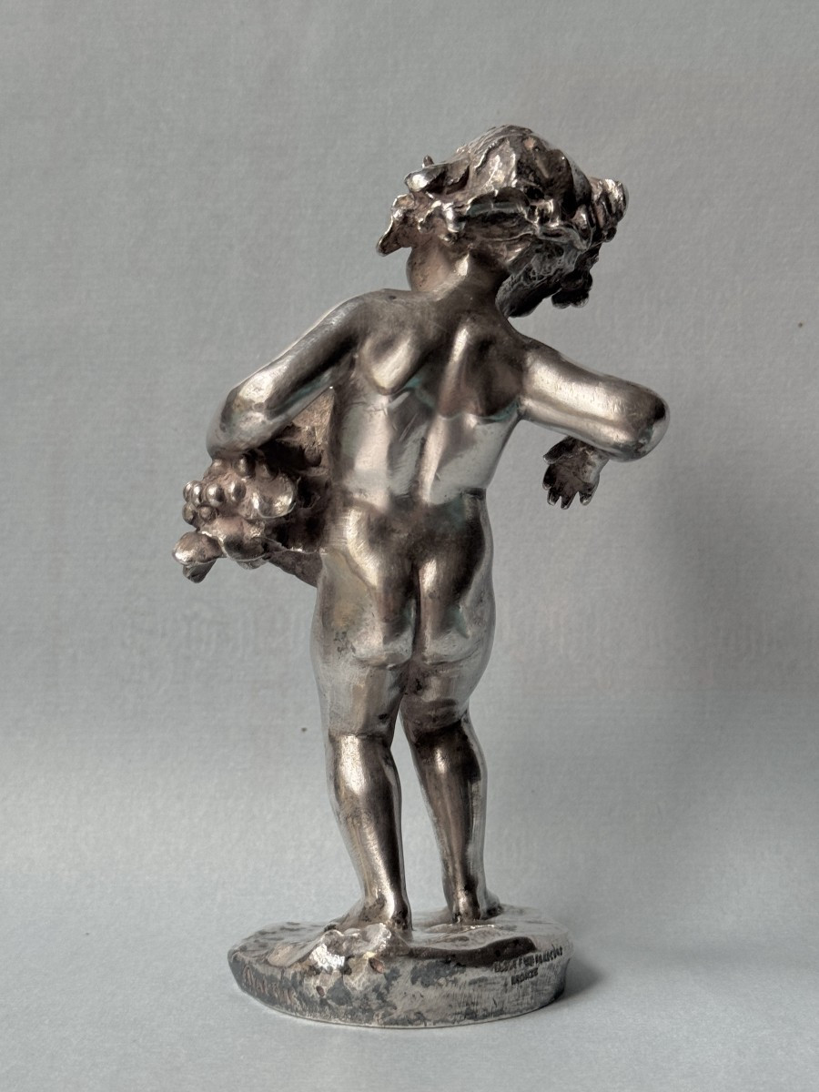 Artdeco Silver-plated Bronze "bacchus Child" Malric (susse Frères)-photo-4