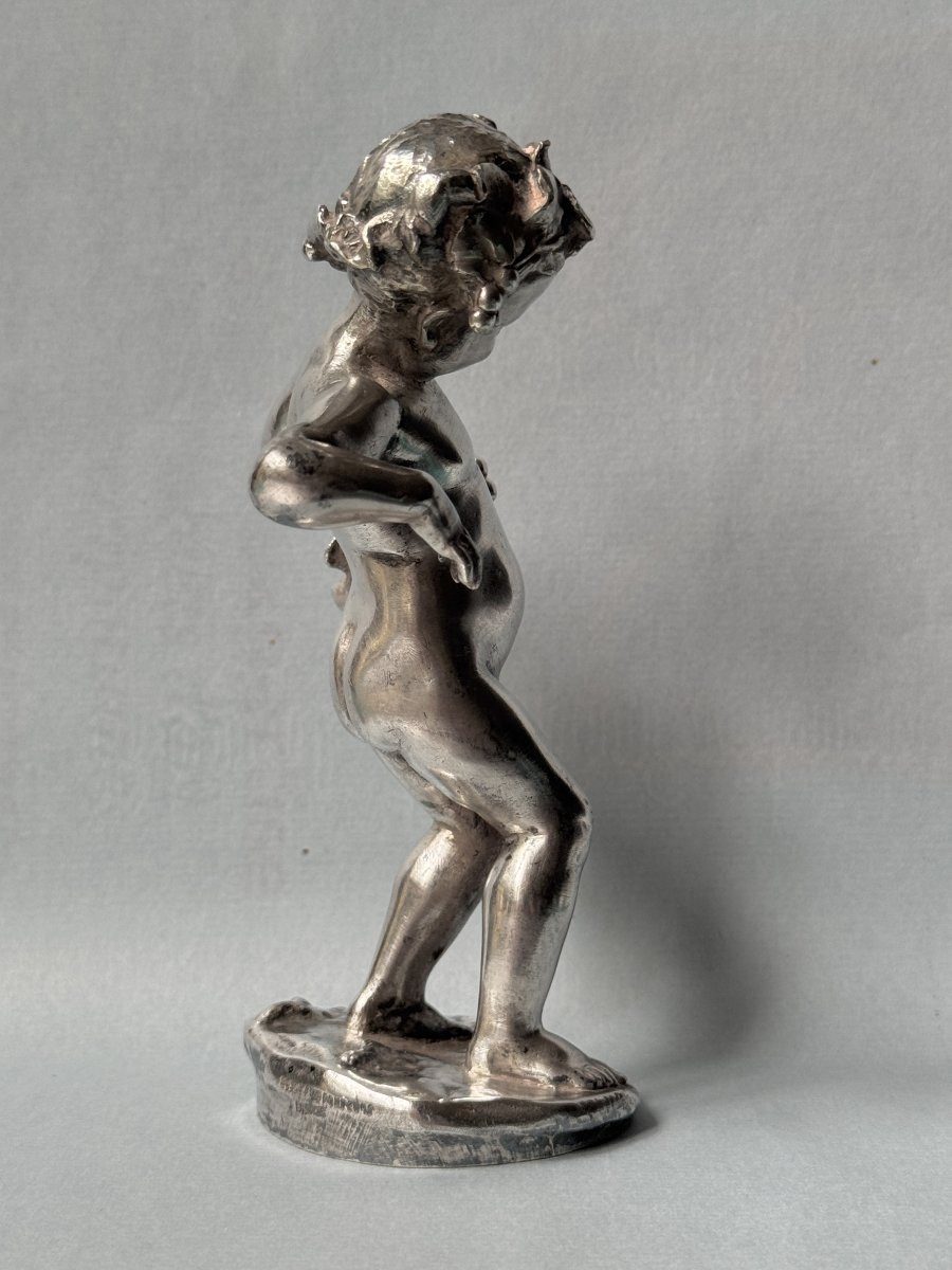 Artdeco Silver-plated Bronze "bacchus Child" Malric (susse Frères)-photo-1