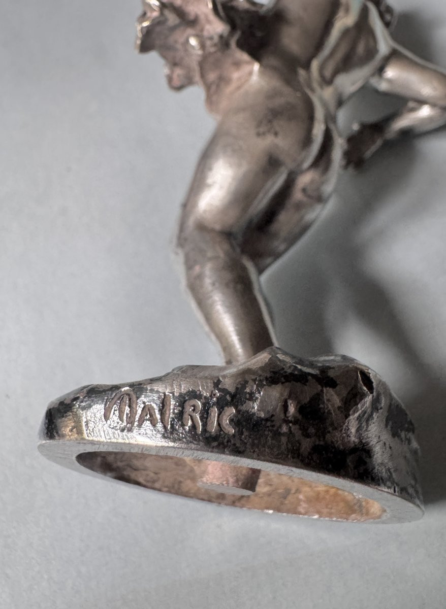 Artdeco Silver-plated Bronze "bacchus Child" Malric (susse Frères)-photo-3