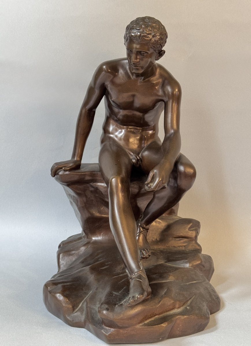 Sculpture en bronze ''Hermès assis'' ou ''Mercure au repos'' Barbedienne-photo-2