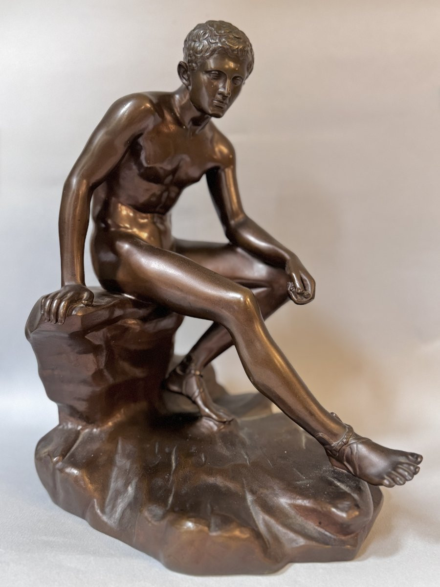 Sculpture en bronze ''Hermès assis'' ou ''Mercure au repos'' Barbedienne-photo-1