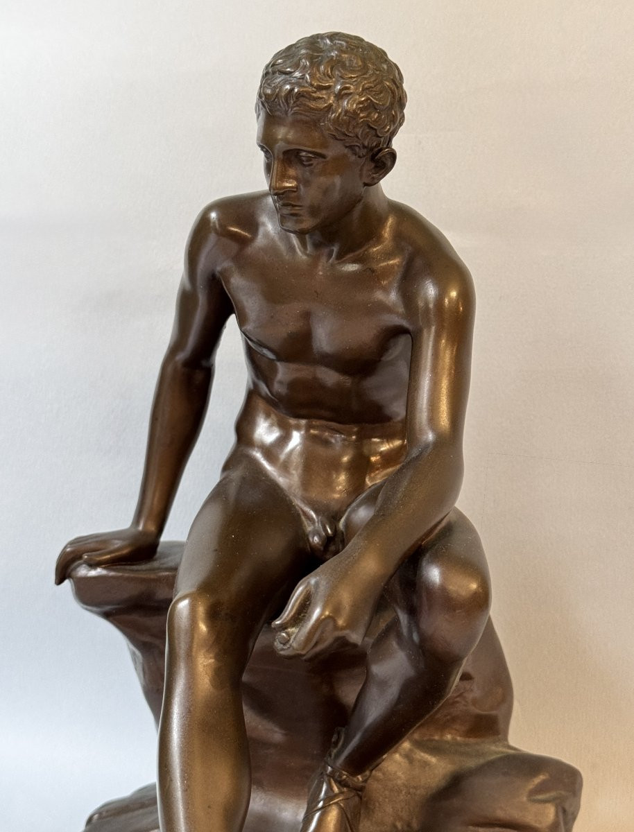 Sculpture en bronze ''Hermès assis'' ou ''Mercure au repos'' Barbedienne-photo-2