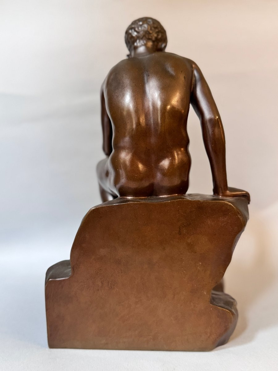 Sculpture en bronze ''Hermès assis'' ou ''Mercure au repos'' Barbedienne-photo-6