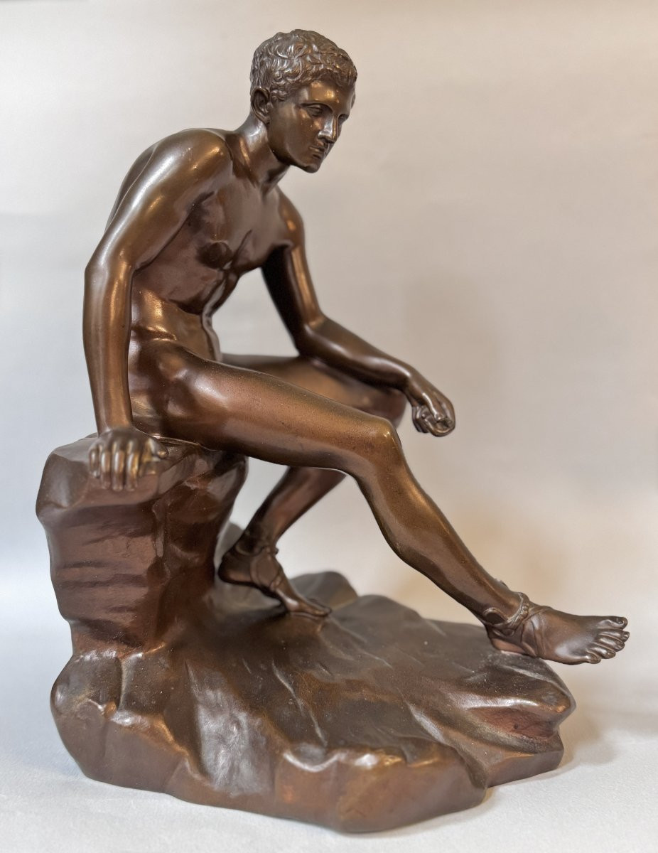 Sculpture en bronze ''Hermès assis'' ou ''Mercure au repos'' Barbedienne-photo-7