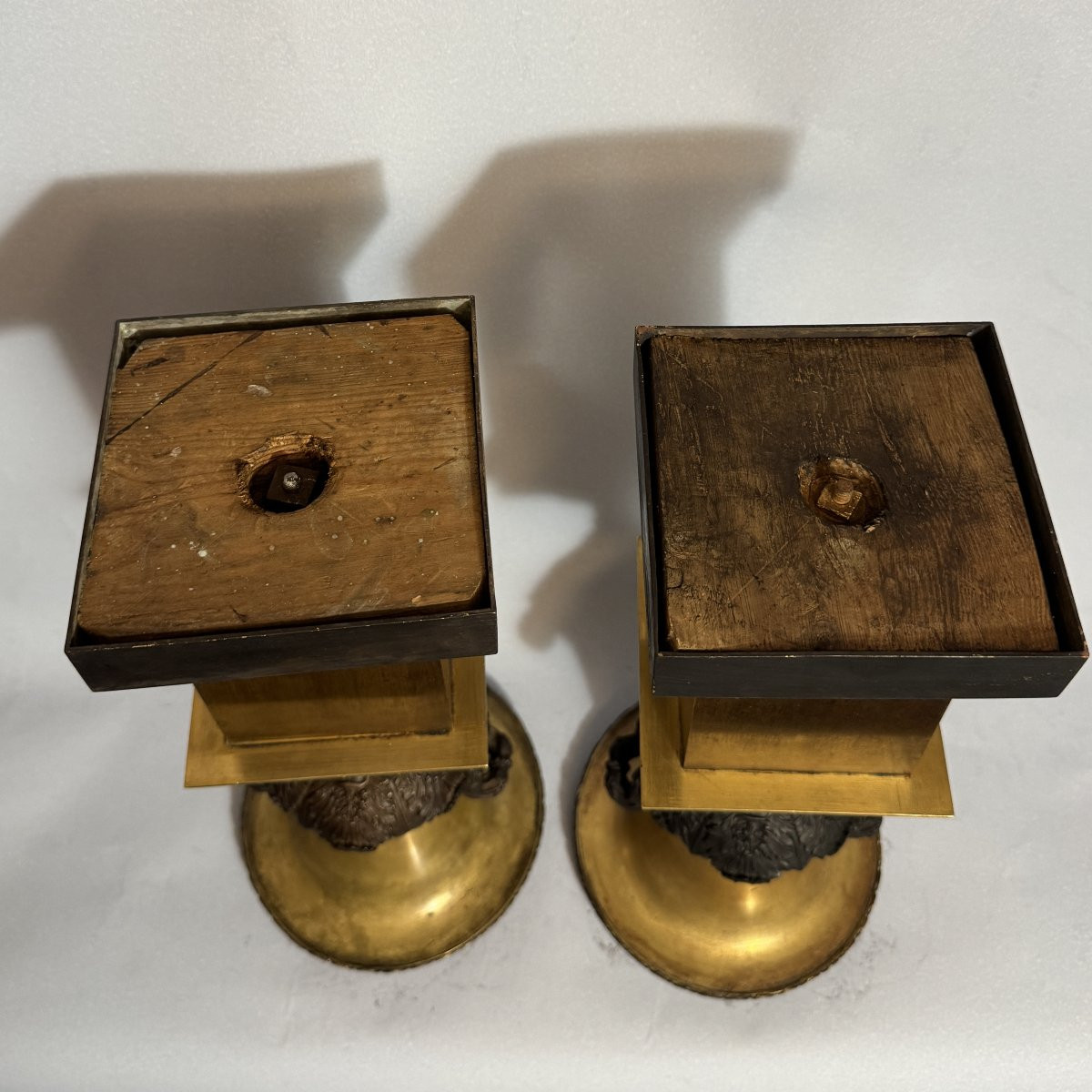 Pair Of Empire Bronze Cassolettes With Medici Vases H36-photo-4