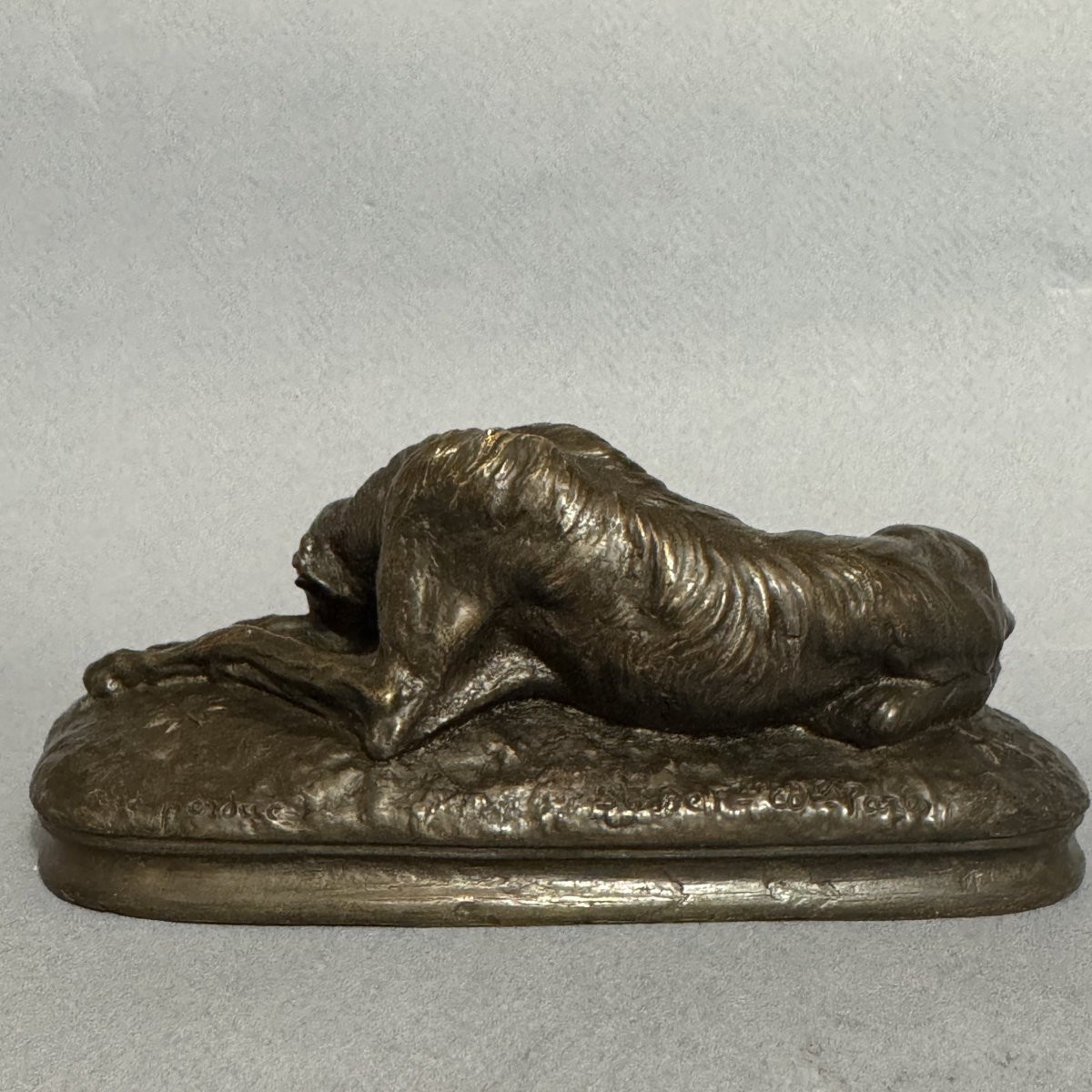 Bronze "lying Greyhound" - Paul Gayrard - Susse Frères Lost Wax-photo-2