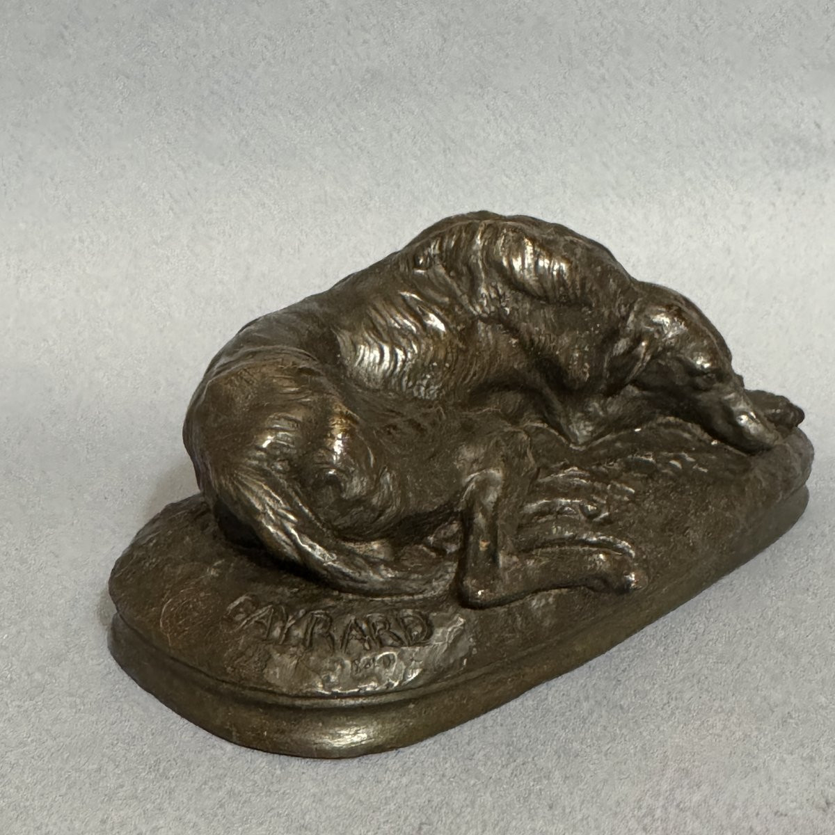 Bronze "lying Greyhound" - Paul Gayrard - Susse Frères Lost Wax-photo-4