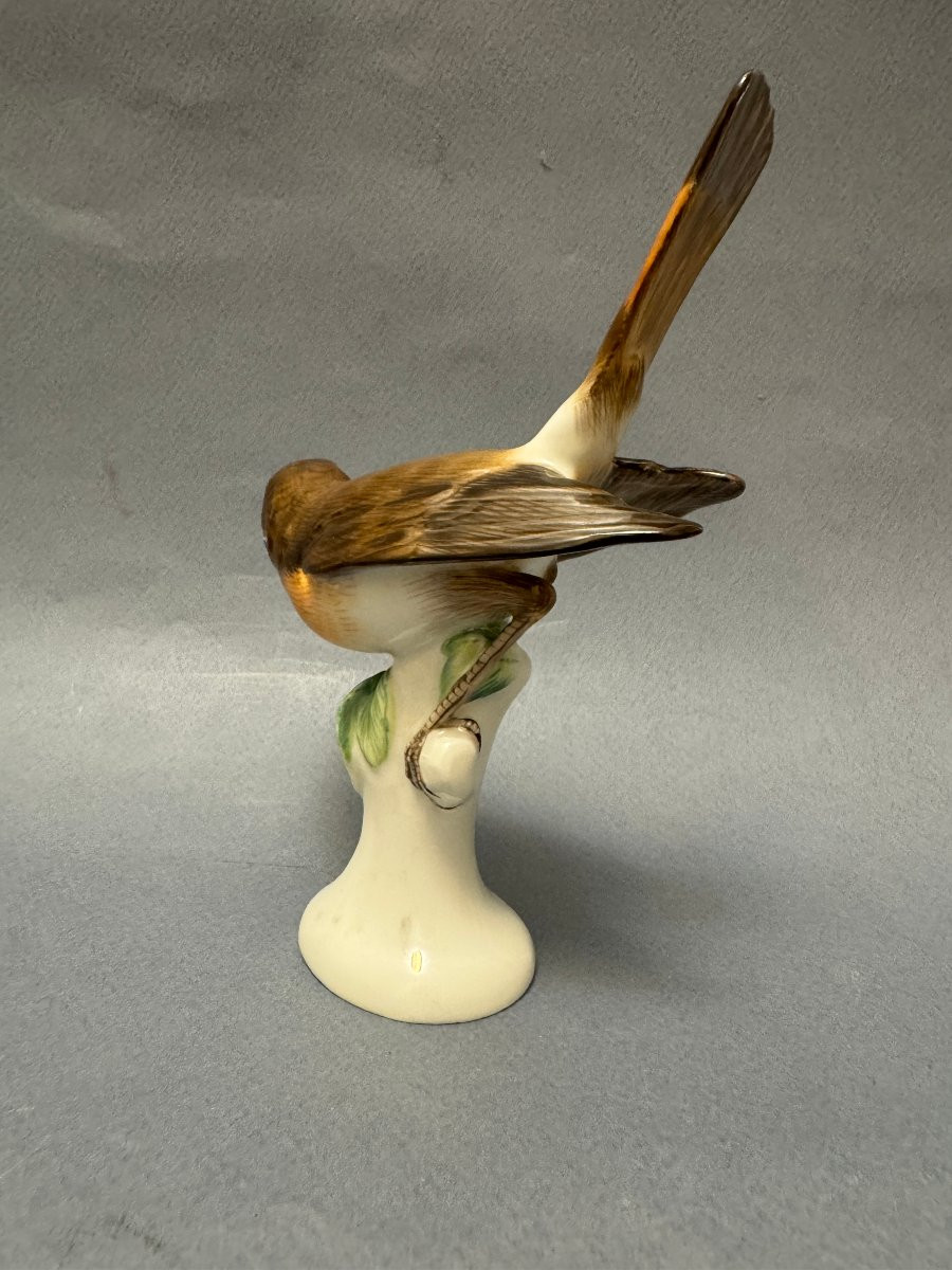 Oiseau "gorge bleue" en porcelaine de Meissen -photo-1