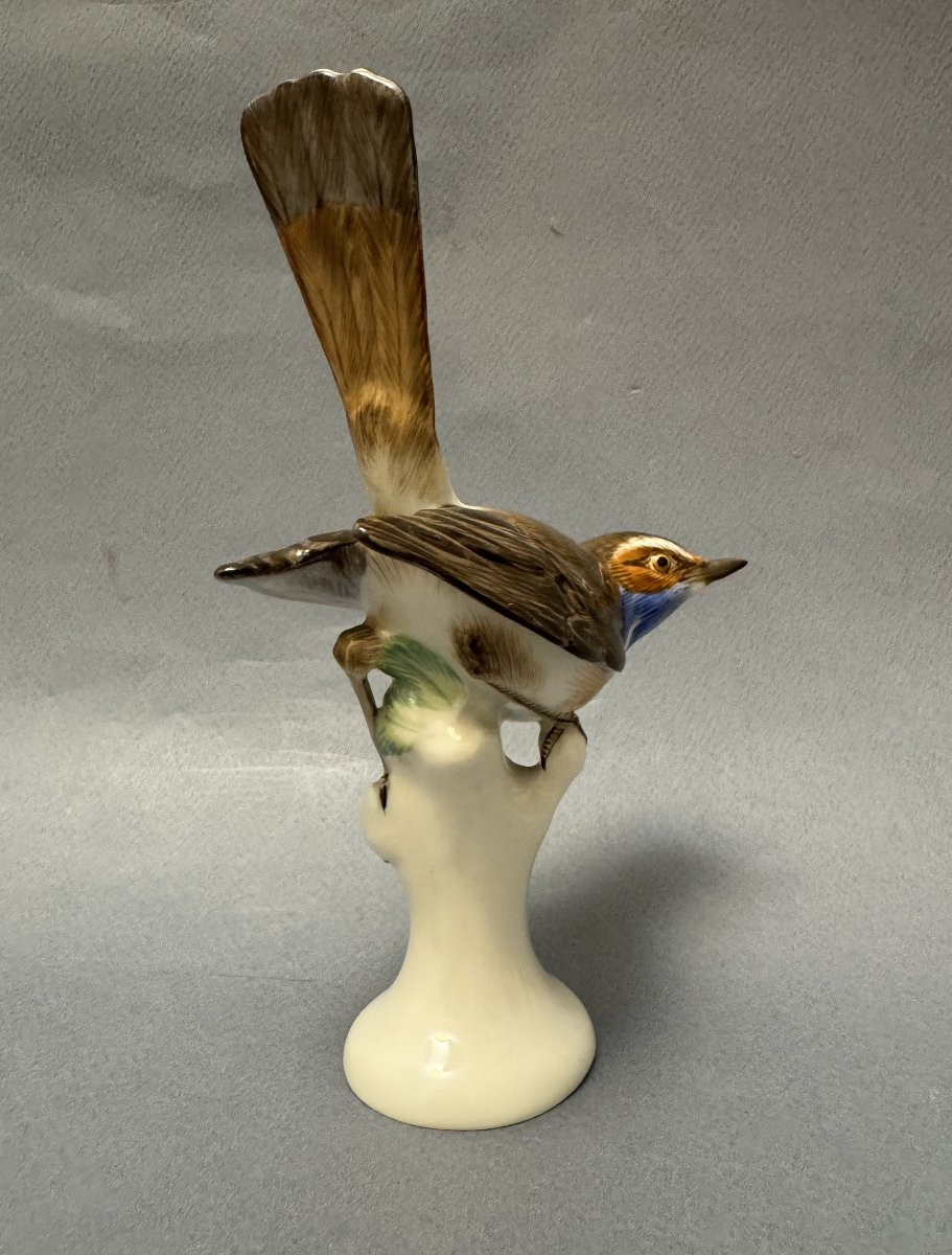 Oiseau "gorge bleue" en porcelaine de Meissen -photo-2