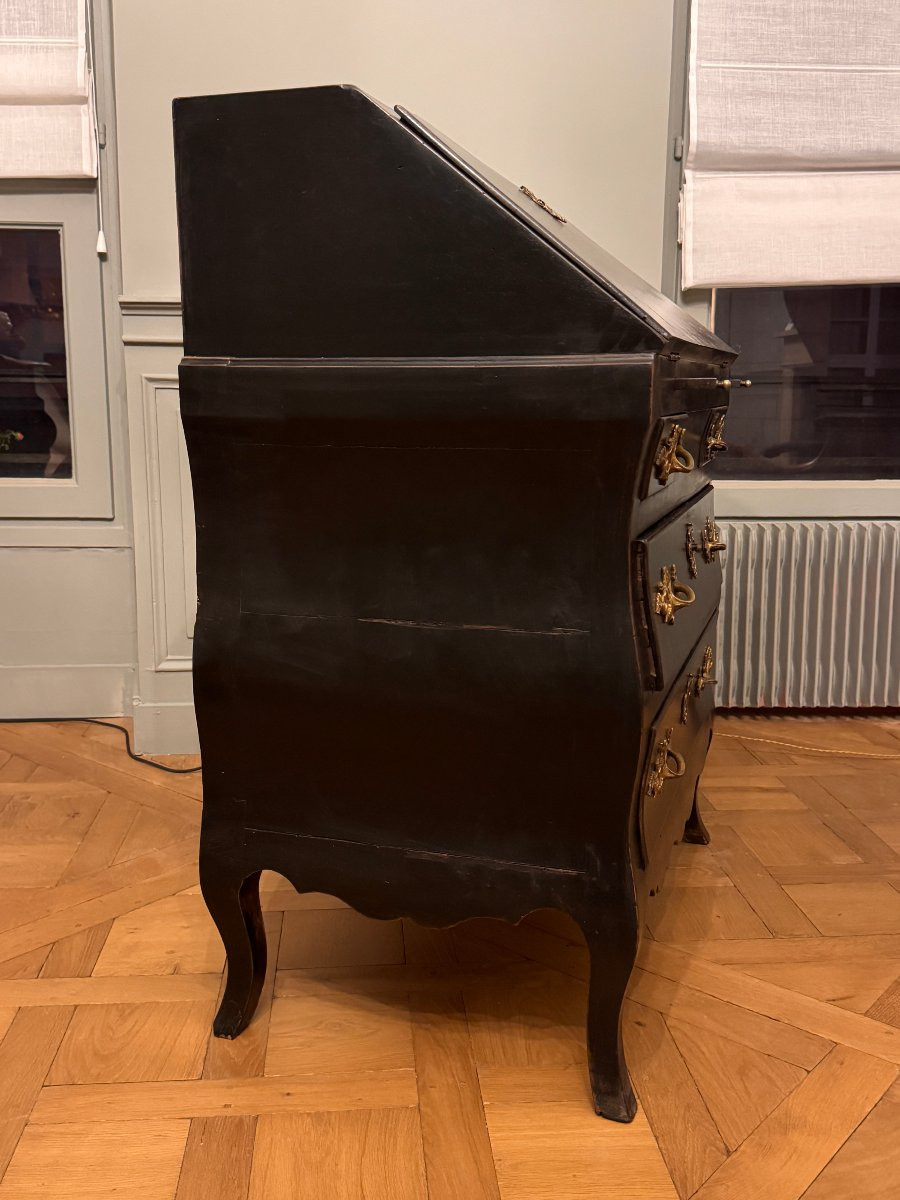 Bureau de pente d’époque Louis XV en bois noirci - Secrétaire scriban-photo-3