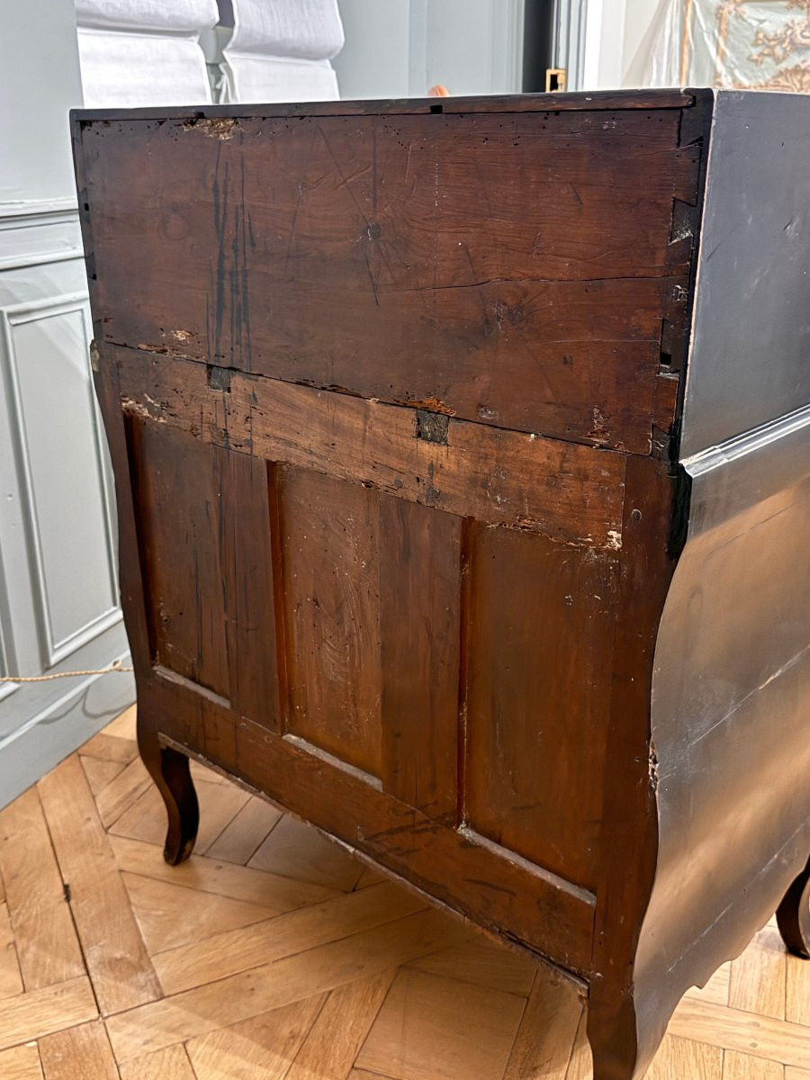 Bureau de pente d’époque Louis XV en bois noirci - Secrétaire scriban-photo-4
