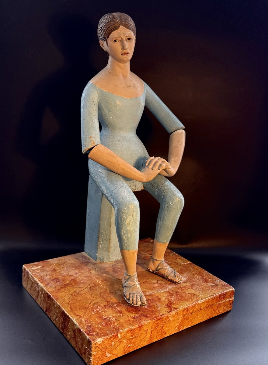 Mannequin de procession, "Capipote napolitaine" bois sculpté Italie 18ème-photo-2