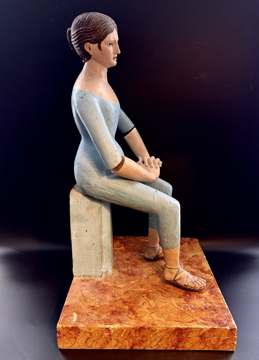 Mannequin de procession, "Capipote napolitaine" bois sculpté Italie 18ème-photo-1