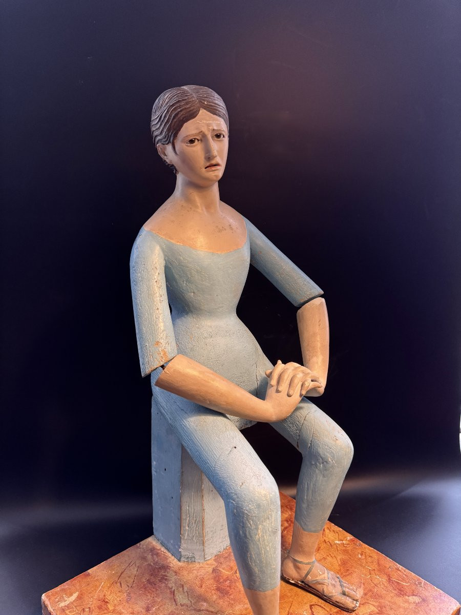 Mannequin de procession, "Capipote napolitaine" bois sculpté Italie 18ème-photo-3